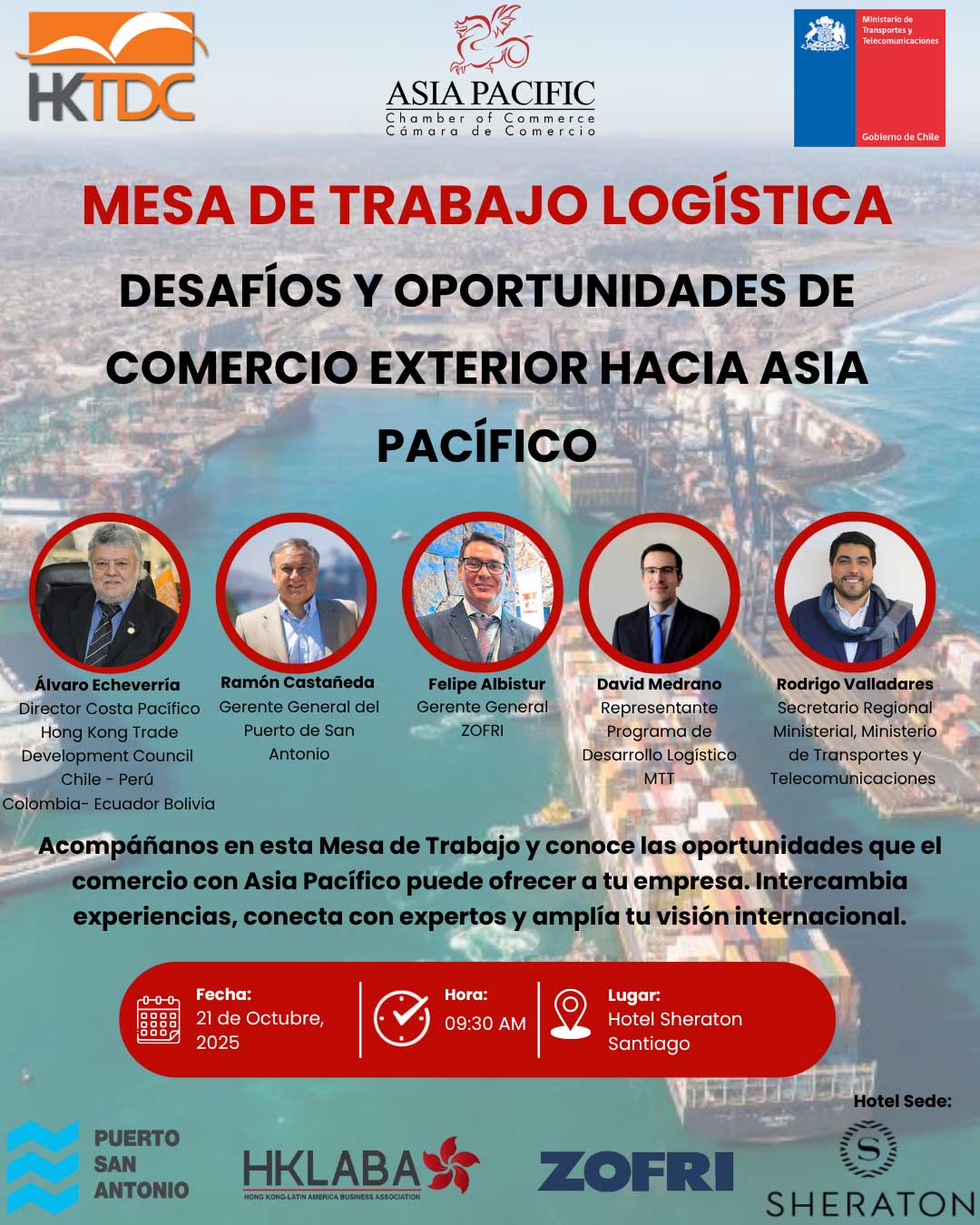 Afiche Mesa de Trabajo de Logística: Desafíos y Oportunidades de Comercio Exterior hacia Asia Pacífico